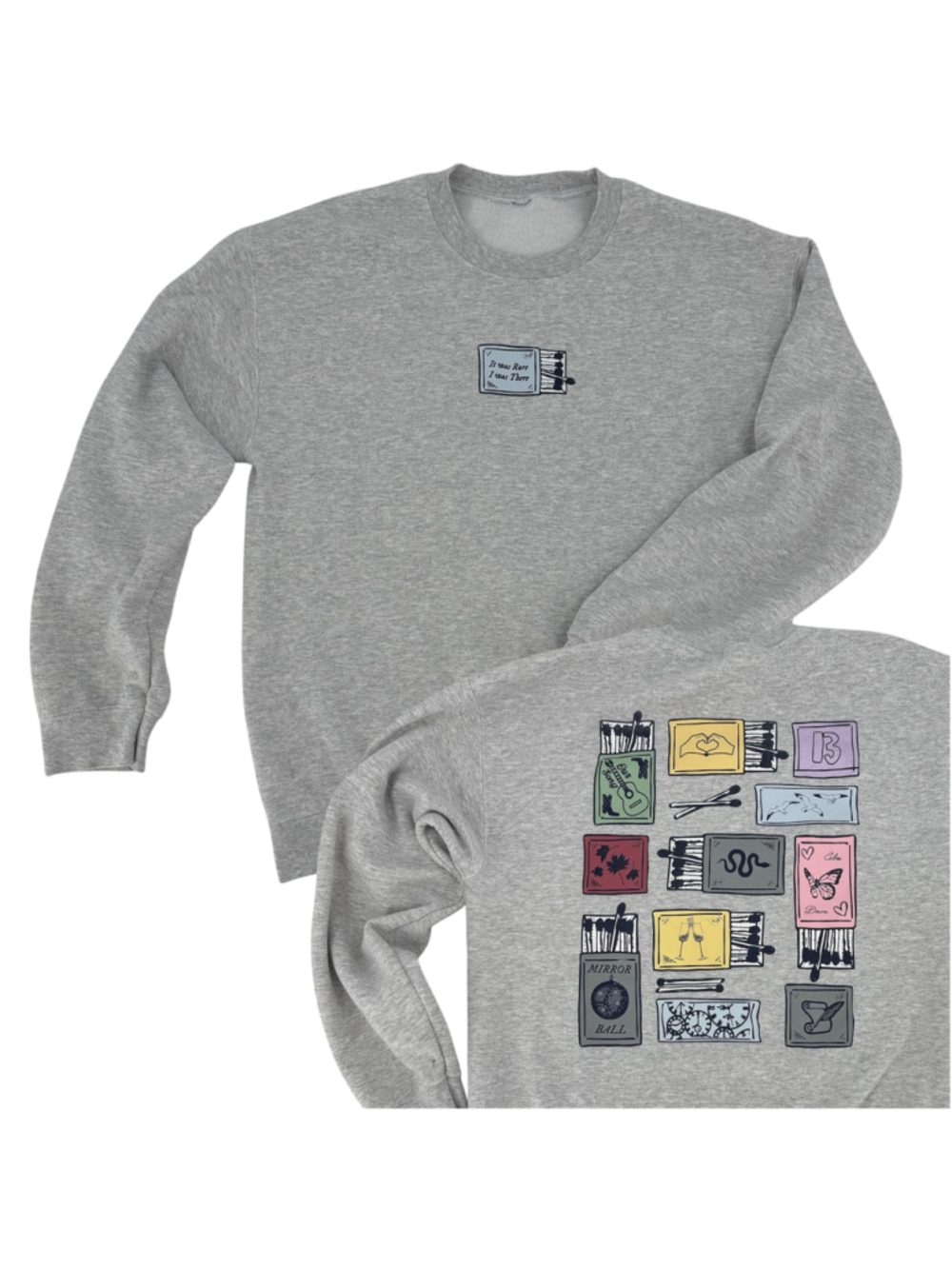 Taylor Swift Eras Tour Sweatshirt Matchbox Graphic Gray Crewneck Swiftie Medium